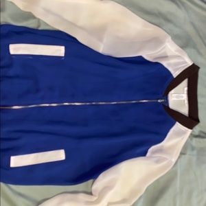 Sheer color blocked bomber